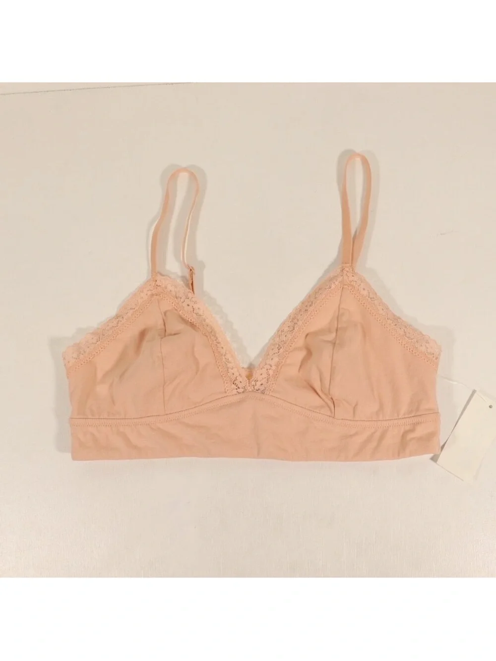 NWOT Jenni Intimates Lace-Trim Unlined Bralette in Chai Size Large